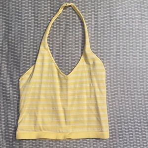Yellow and white halter crop top